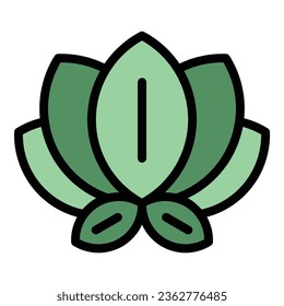 Lotus flower icon outline vector. Natural oil. Diet food color flat