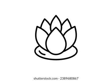 lotus flower icon. icon related to meditation, purity, enlightenment, and the unfolding of spiritual potential. line icon style. simple vector design editable