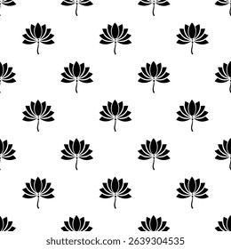 Lotus Flower Icon Seamless Pattern, Divine Flower Vector Art Illustration