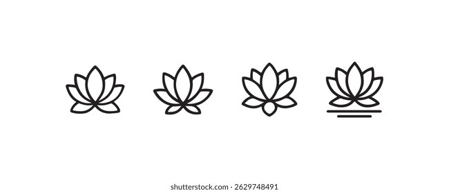Lotus flower icon set in line style Vector