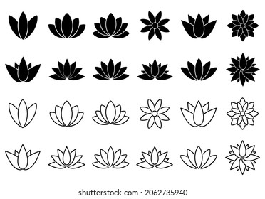 lotus flower icon set, lotus flower vector set