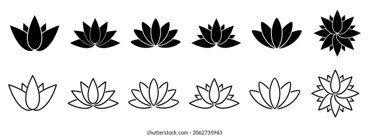 lotus flower icon set, lotus flower vector set