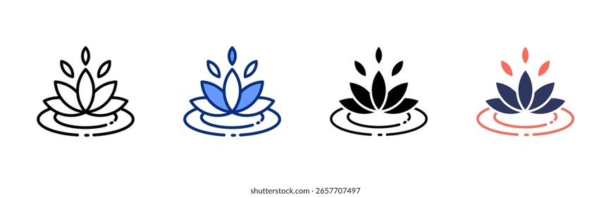 Coleção de vários estilos da folha de ícone do Lotus Flower