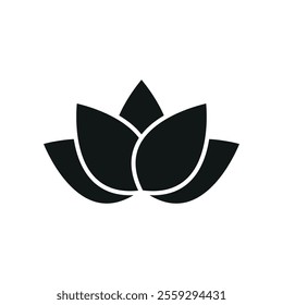 Lotus flower icon showcases a timeless and symbolic style, ideal for representing purity, spirituality, and harmony in both print and digital media