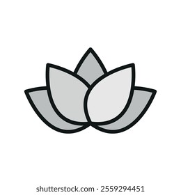 Lotus flower icon showcases a timeless and symbolic style, ideal for representing purity, spirituality, and harmony in both print and digital media