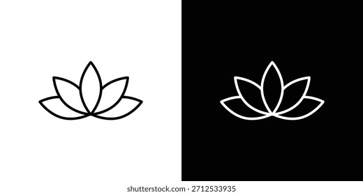 Icono de flor de loto. Símbolo plano simple. Ilustración de pictograma de contorno negro perfecto