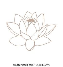 Lotus flower icon simple linear. Big bud lotus organic, meditation and yoga