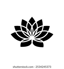 Lotus flower icon. Spa and meditation symbol. Flat vector illustration