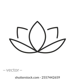 lotus flower icon, thin line symbol on white background - editable stroke vector illustration eps10