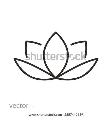 lotus flower icon, thin line symbol on white background - editable stroke vector illustration eps10