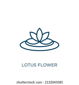 lotus flower icon. Thin linear lotus flower outline icon isolated on white background. Line vector lotus flower sign, symbol for web and mobile