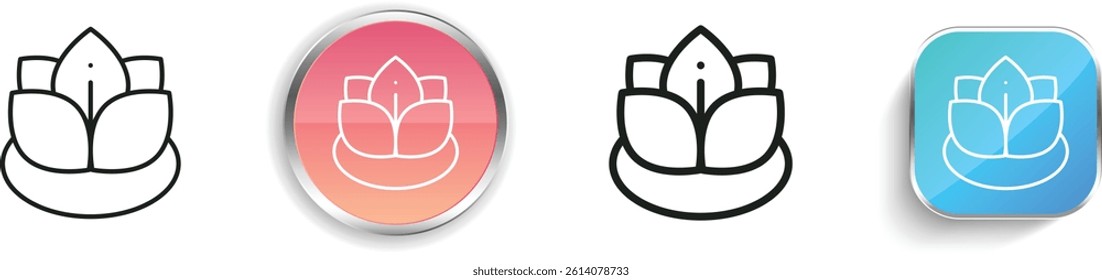 lotus flower icon. Thin Linear, Regular and Button Style Design Isolated On White Background