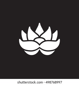 lotus flower icon vector, filled flat sign, solid pictogram isolated on black, logo illustration