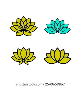 Lotus flower icon vector illustration set