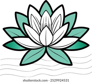 A Lotus flower Icon vector Logo. Emblem or icon for company branding. Decorative flower art style.