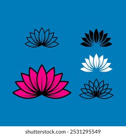 Lotus flower icon vector on blue background
