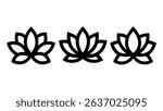 lotus flower icon vector outline black symbol minimalist spa yoga clipart design
