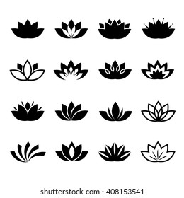 Lotus Flower Icons Set Vector Lotus Stock Vector (Royalty Free ...