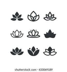 Lotus Flower Icons Set Vectors Lotus Stock Vector (Royalty Free ...