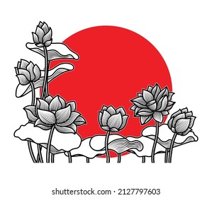Lotus Flower Illustration, Botanical Vector