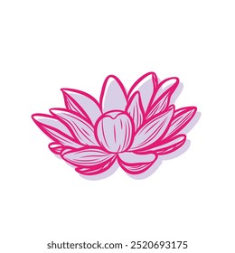Ilustración de flor de loto, Imagen de Vector de loto, Vector de loto rosa o púrpura, arte de Clip de flor de loto.