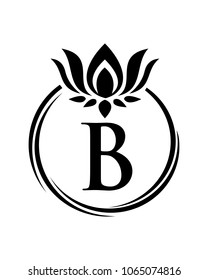 

Lotus flower with initial, logo, icon, vector
