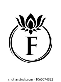 

Lotus flower with initial, logo, icon, vector
