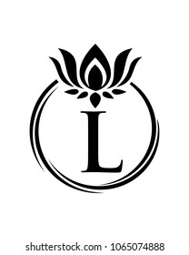 

Lotus flower with initial, logo, icon, vector

