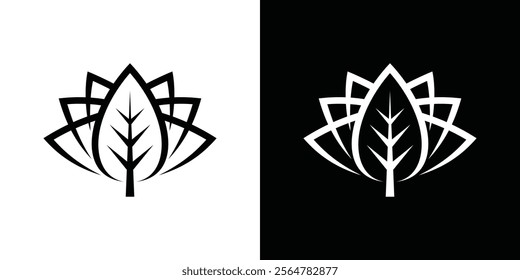 Lotus flower and leaf natural logo design inspiration