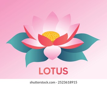 Flor de lótus com ilustração de vetor folha