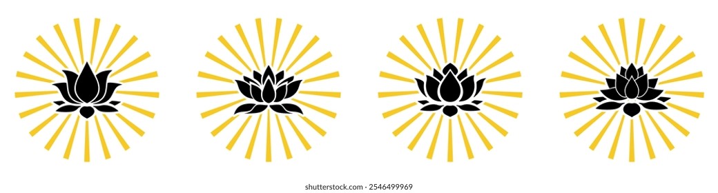 lotus flower and light shine spiritually healthy lifestyle, spa and yoga, Lotus Blossoms balance harmony icon symbol