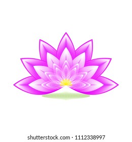 Lotus flower lilac,profile, white background, geometric pattern, vector.