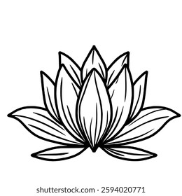 Lotus flower line art drawing of Traditional Thai Bangkok Thailand Illustration 