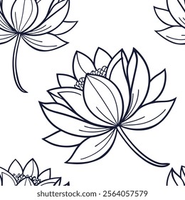 Lotus flower line art simple design symmetrical Pattern