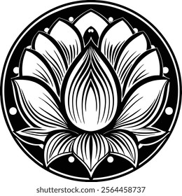 Lotus flower line art simple design symmetrical
