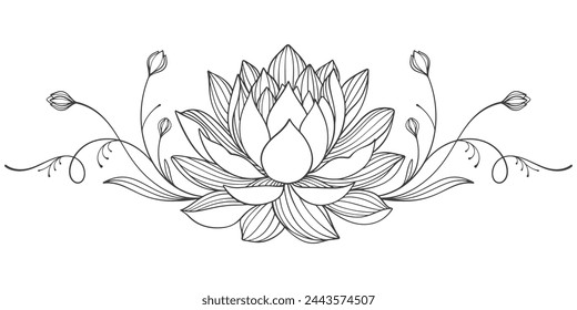 Estilo de arte de la línea de flor de loto, vector del día de vesak