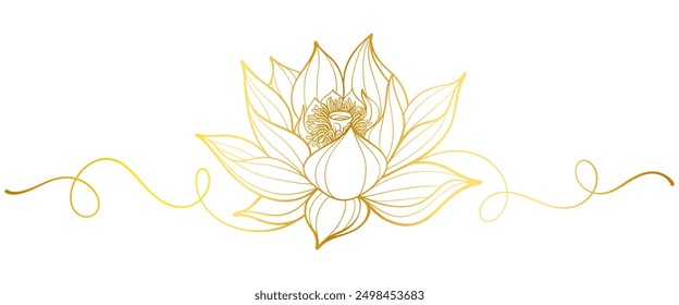 Lotus flower line art style vector illustration