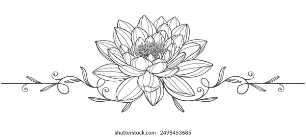 Lotus flower line art style vector illustration