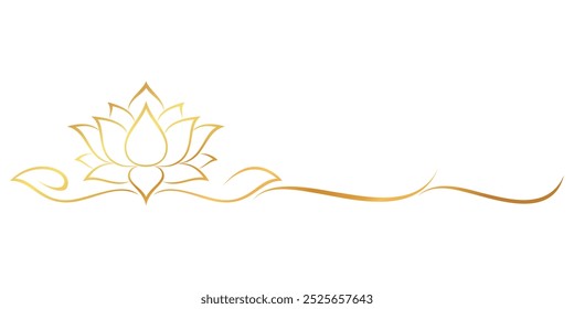Lotus flower line art style. Golden Lotus. Diwali and Vesak day vector elements