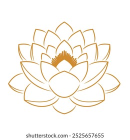 Lotus flower line art style. Golden Lotus. Diwali and Vesak day vector elements