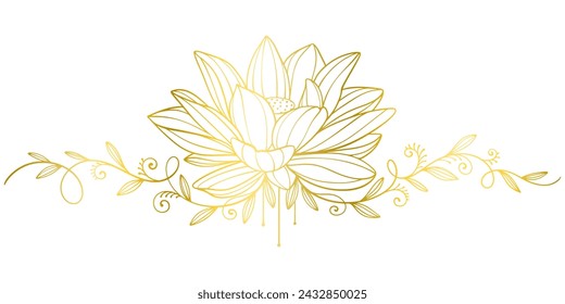 lotus flower line art vector illustration, water lily vesak day element design