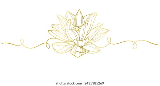 lotus flower line art vector illustration, water lily vesak day element design