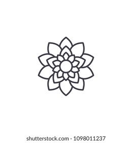 Lotus flower line icon concept. Lotus flower flat vector sign, symbol, illustration.