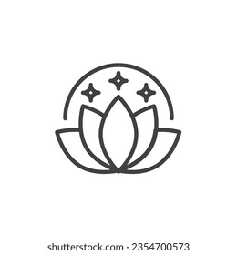 Lotus flower line icon. linear style sign for mobile concept and web design. Lotus outline vector icon. Zen, harmony symbol, logo illustration. Vector graphics