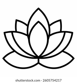 Lotus flower line icon on white background
