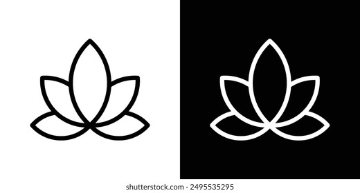 Lotus flower line icon vector illustration set.