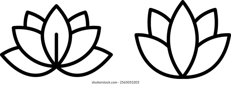 "Lotus Flower Line Icons: Elegant Vector Set for Nature, Wellness, and Spirituality Designs"