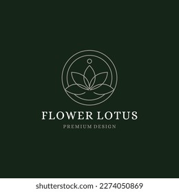 Lotus Flower Line logo Beauty Spa salon Cosmetics brand Linear.