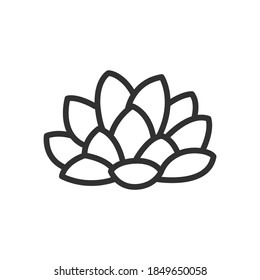 Flor Lotus, icono lineal. Trazo editable
