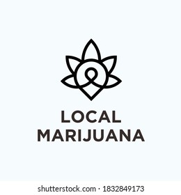 lotus flower location logo design vector illustration on white background